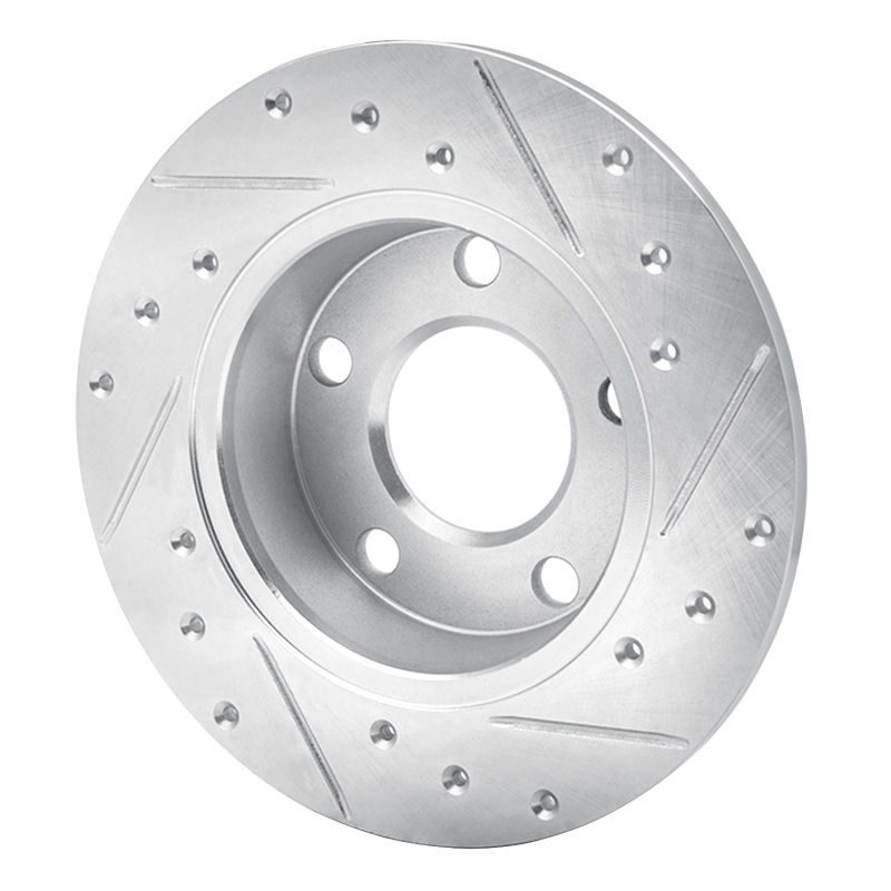 Audi A6 Brake Rotor (1) - Rear Left - R1 Concepts - Drilled & Slotted - Silver - `99-`05